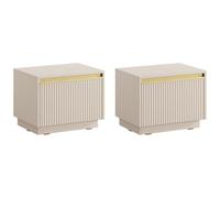Pascal Morabito-Lote de 2 mesitas de Noche con 1 cajón - MDF - Beige y Dorado - POSINIA