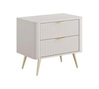 Pascal Morabito-Mesita de Noche - 2 cajones - Beige y Dorado - ELONARIA