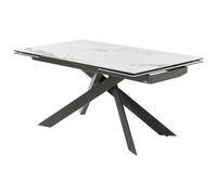 Pascal Morabito Vente-Unique-Mesa de Comedor Extensible 6 a 10 comensales de CER·Mica y Metal - Efecto m·rmol Blanco y Antracita - COREMA