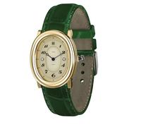 PASCAL Reloj vintage de diamante para mujer con correa de piel auténtica, Verde