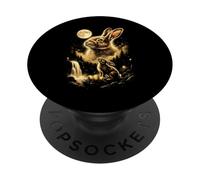 Pascua 2027 Bunny Aullando a la Luna Meme PopSockets PopGrip Adhesivo