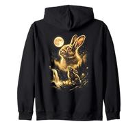 Pascua 2027 Bunny Aullando a la Luna Meme Sudadera con Capucha