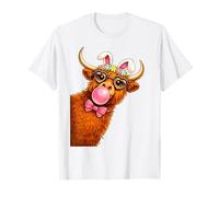 Pascua Highland Cow Cute Pascua Primavera Highland Cow Mujer Camiseta