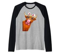 Pascua Highland Cow Cute Pascua Primavera Highland Cow Mujer Camiseta Manga Raglan