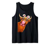 Pascua Highland Cow Cute Pascua Primavera Highland Cow Mujer Camiseta sin Mangas
