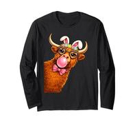 Pascua Highland Cow Cute Pascua Primavera Highland Cow Mujer Manga Larga