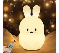 Pascua Luz de noche Luz nocturna para niños luz de bebe Lámpara de silicona Resistente a Rotura Cuidado Ojos Brillo y Color Ajustable Configuracion de hora Control Táctil + Control Remoto - Medio