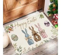 Pascua Retro Felpudo Antideslizante - 40 x 60 cmConejo Zanahoria Acuarela Trampa de Tierra Felpudo Exterior e Interior para Entrada Limpia - Fácil de Cuidar - Blanquecino