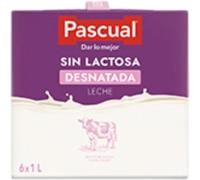 Pascual Leche Desnatada Sin Lactosa 6 x 1 L - Fácil Digestión - Bienestar Animal - Menor Grasa - Producto de Consumo Habitual