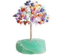 Pasdrucn Árbol de la vida, cristal, amatista, decoración del árbol de la vida, piedra mixta, curación de piedras preciosas con base de discos de ágata, piedras preciosas curativas para terapia de