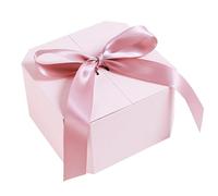 Pasdrucn Caja de embalaje de cartón, caja hexagonal, caja de regalo hexagonal con lazo, caja de dulces de boda, San Valentín boda dulce lápiz labial presente (S)