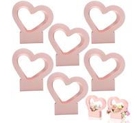 Pasdrucn Caja de papel de flores de 6 piezas, con asa de regalo de flores, bolsa de regalo portátil, impermeable, para ramo de flores, florero de papel, jarrón de corazón de boda