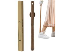 Pasdrucn Calzador magnético de 50 cm, con mango largo, de madera, calzador largo de madera con soporte magnético, calzador de embarazo, calzador largo de madera, marrón claro