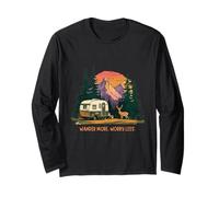 Pasea más Preocúpate Menos Atardecer Vintage Camper Mountain Manga Larga