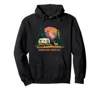 Pasea más Preocúpate Menos Atardecer Vintage Camper Mountain Sudadera con Capucha