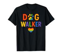 Paseador de Perros LGBTQ Rainbow Paw Heart Design Camiseta