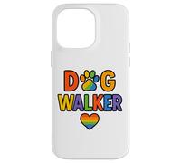 Paseador de Perros LGBTQ Rainbow Paw Heart Design Carcasa para iPhone 14 Pro MAX