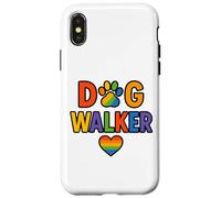 Paseador de Perros LGBTQ Rainbow Paw Heart Design Carcasa para iPhone X/XS