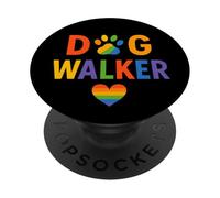 Paseador de Perros LGBTQ Rainbow Paw Heart Design PopSockets PopGrip Adhesivo