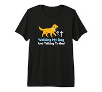 Paseando a mi Perro y Hablando con Dios Christian Pet Owner Camiseta Premium