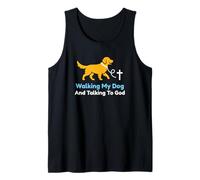 Paseando a mi Perro y Hablando con Dios Christian Pet Owner Camiseta sin Mangas