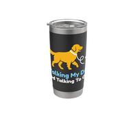 Paseando a mi perro y hablando con Dios Christian Pet Owner Vaso térmico de acero inoxidable de doble pared