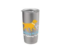 Paseando a mi perro y hablando con Dios Christian Pet Owner Vaso térmico de acero inoxidable de doble pared