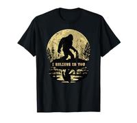 Paseando Bigfoot a la luz de la Luna con Texto Retro Vintage «Creo en ti» Camiseta