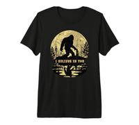 Paseando Bigfoot a la luz de la Luna con Texto Retro Vintage «Creo en ti» Camiseta Premium