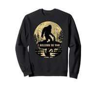 Paseando Bigfoot a la luz de la Luna con Texto Retro Vintage «Creo en ti» Sudadera