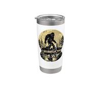 Paseando Bigfoot a la luz de la luna con texto retro vintage «Creo en ti» Vaso térmico de acero inoxidable de doble pared