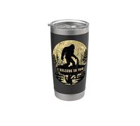 Paseando Bigfoot a la luz de la luna con texto retro vintage «Creo en ti» Vaso térmico de acero inoxidable de doble pared