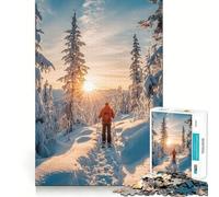 Paseo con Raquetas de Nieve al Atardecer Rompecabezas de 1000 Piezas para Adolescentes Mejora la Memoria Tranquilo y Sereno Regalo conmovedor (38x52cm)