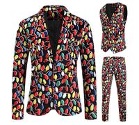 Paseo de chaqueta para hombre con estampado navideño impreso a la moda, pantalones de chaqueta, traje de dos piezas de trabajo, Ag, L
