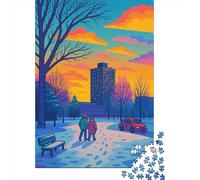 Paseo de la Ciudad de Invierno 1000 Piezas Cartón Extra Grueso Rompecabezas Premium Amantes De La Familia Entrenamiento Cerebral Decoración De Paredes Paquete De Valor 38x26cm/1000pcs