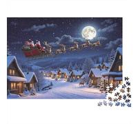 Paseo de Santa Claus Ride 1000 Piezas Cartón Grueso Rompecabezas De Bricolaje Niños Principiantes Divertido Desafiante Juego Alivio del Estrés Idea De Regalo 38x26cm/1000pcs