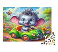 Paseo en Coche con Elefantes Puzzles 1000 Piezas Papel Reciclado para Adultos Puzzle para Adultos Imposible difícil desafiante Excelente Idea de Regalo para relajación y Creatividad 70x50cm/1000pcs