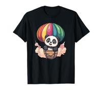 Paseo en globo panda con sonrisas alegres Camiseta