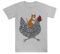 Paseo En Pollo con Gato Pelirrojo Camiseta De Manga Corta Gris Kids tee Grey Kids tee Short Sleeve T-Shirt