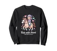 Paseo en Poni Kawaii con corazón GANA con Estilo Sudadera