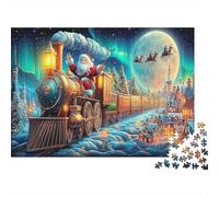 Paseo en Tren de Santa Puzzles 1000 Piezas para Adultos, 1000 Piezas Lunlit Ciudad Gran Regalos Desafío Juguete para Juegos EduGatoivos Regalos 70x50cm/1000pcs