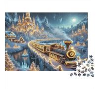 Paseo en Tren Navideño Rompecabezas para Adultos 1000 Rompecabezas Desafiantes Bosque de Hadas Juego de Rompecabezas para Toda la Familia para Mujeres Un Único 100% Cartón Recvcled 38x26cm/1000pcs