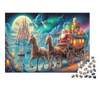 Paseo en Trineo de Santa Rompecabezas 1000 Piezas Castillo Encantado Acertijos Inteligentes Desafío Imposible Papel Adultos Familia Regalo Navidad 52x38cm/1000pcs