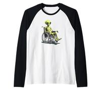 Paseo intergaláctico con este extraterrestre hilarante en silla de ruedas Camiseta Manga Raglan