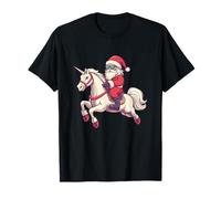 Paseo mágico de Unicornio con Papá Noel para Navidad Divertida Camiseta