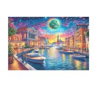 Paseo Marítimo de la Ciudad de Noche Puzzle 1000 Piezas Cartón Blanco Premium para Expertos Eventos Team Building Ejercita La Mente Hobby Y Ocio 1000 PCS