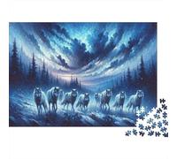 Paseo nocturno de Wolf Pack Rompecabezas Imposible,desafío for Adults interesante Entretenimiento Creativo 1000 Piezas Obra De Arte De Juego De Para Adultos Y Niños A Partir De 12 Años 38x26cm/1000pcs
