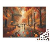 Paseo Parque Otoño Rompecabezas Difícil 1000 Piezas Noche Juego Familiar Sendero Parque Hojas Cayendo Luz Solar Premium Grueso Resistente Desafiante Alivio Estrés 52x38cm/1000pcs