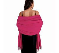 Pashmina - Bufanda de invierno para mujer, chales y envolturas para vestidos de noche, chal grande y suave de boda, rosa fucsia, talla única