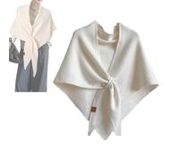 Pashmina Wraps for Women, Solid Color Wool Blend Shawl, Comfortable Knitted Sweater Shawl Top for Daily Wear (Write)